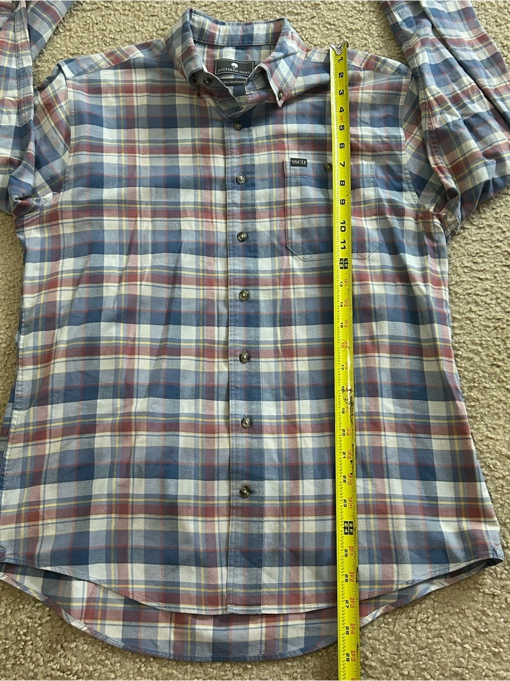Southern Shirt Co Mens Medium Plaid Button Down Shirt SSCO Cotton Blend - Picture 6 of 7